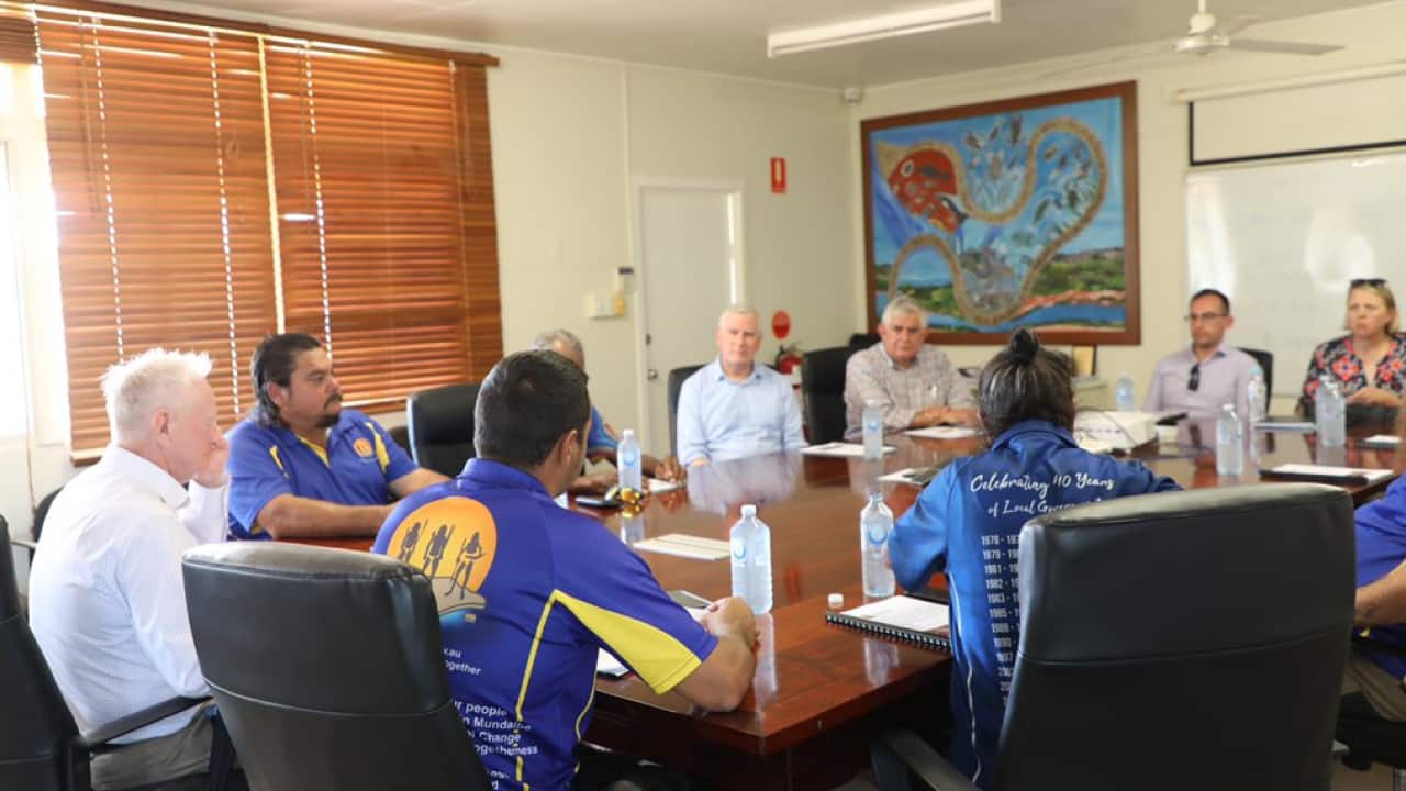 Deputy Prime Minister Michael McCormack and Minister for Indigenous Australians Ken Wyatt visiting Mornington Island.