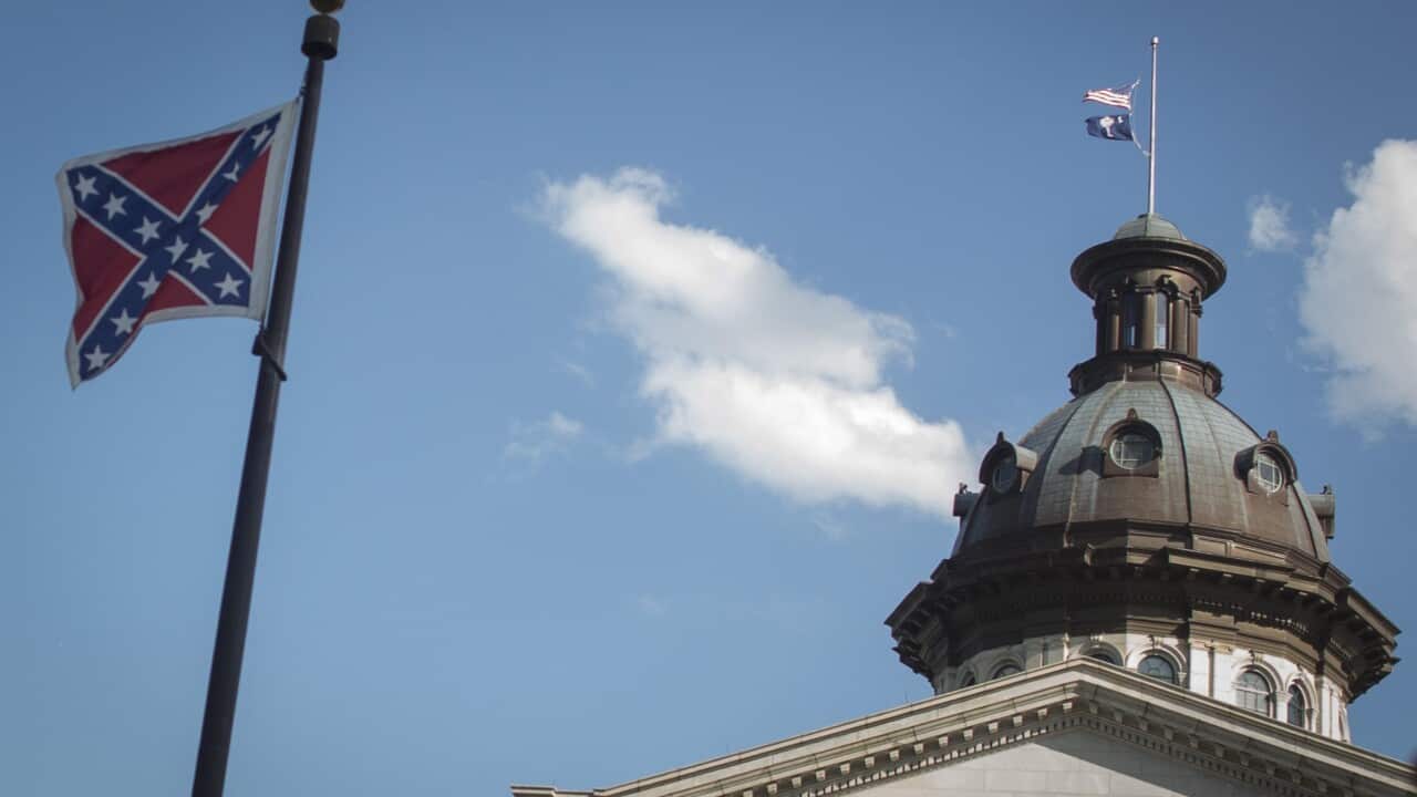 The Confederate flag at the State House Building in Columbia, South Carolina (EPA/John Taggart)