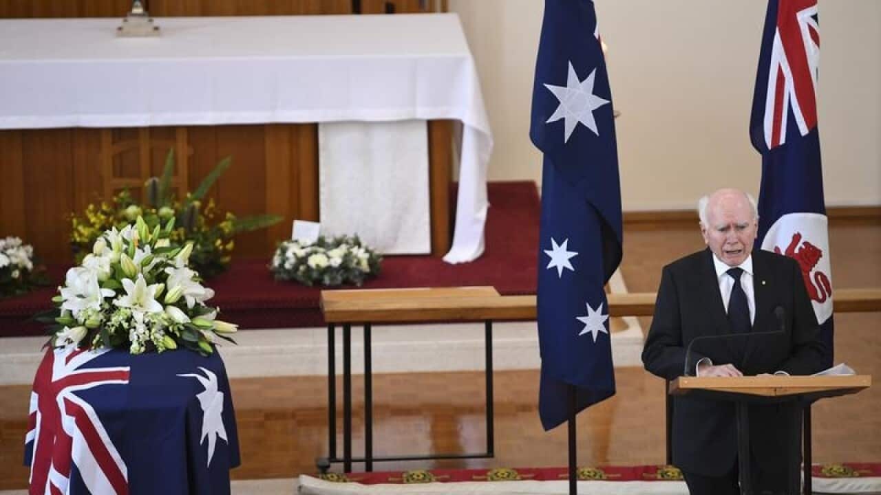 Former Australian prime minister John Howard delivers the eulogy.