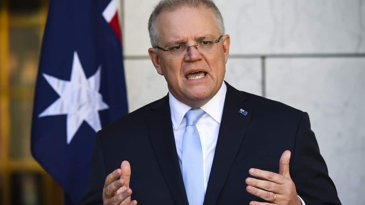 Australian Prime Minister Scott Morrison speaks to the media during a press conference at Parliament House in Canberra, Friday, July 24, 2020. (AAP Image/Lukas Coch) NO ARCHIVING