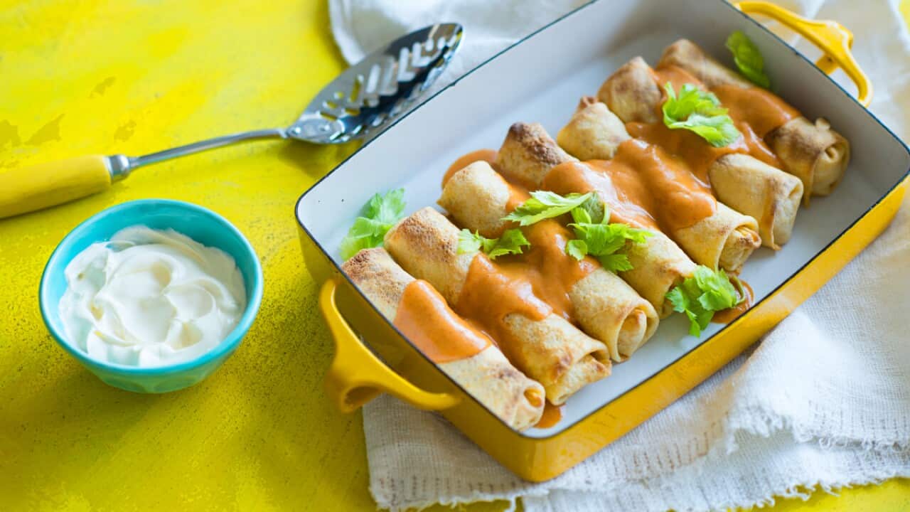 Chicken and paprika pancakes