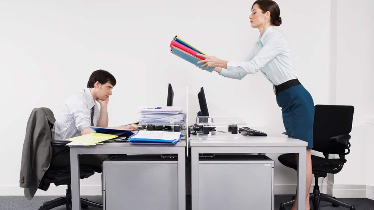 Person handing over work