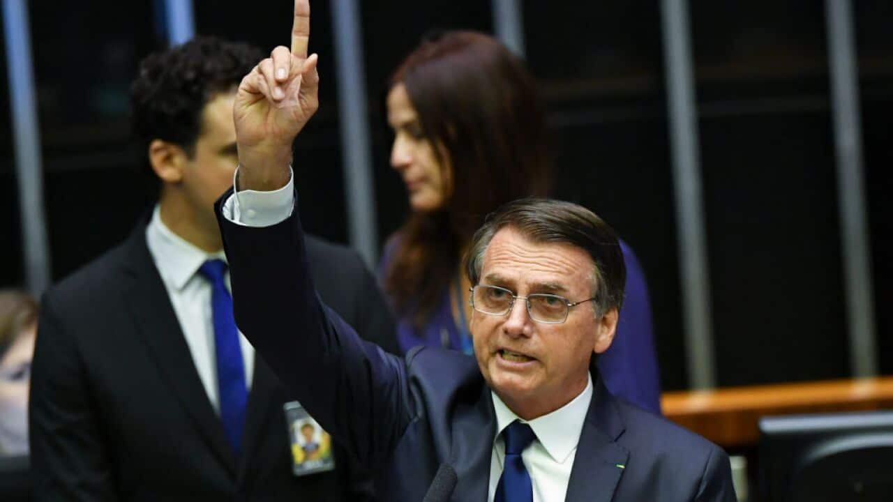 Jair Bolsonaro addresses Congress, during his swearing-in ceremony as Brazil's new president.