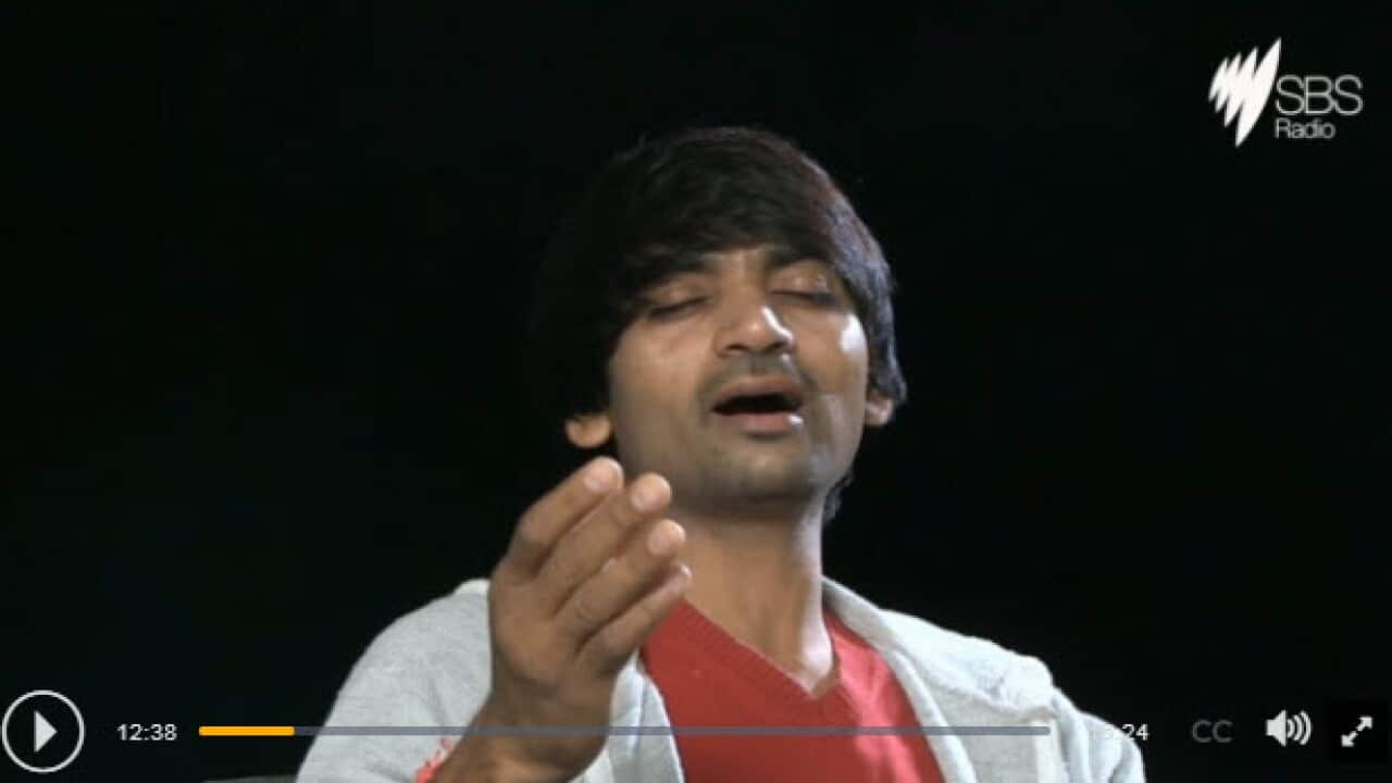 Singer Jaydev Gosai at SBS studio in Sydney