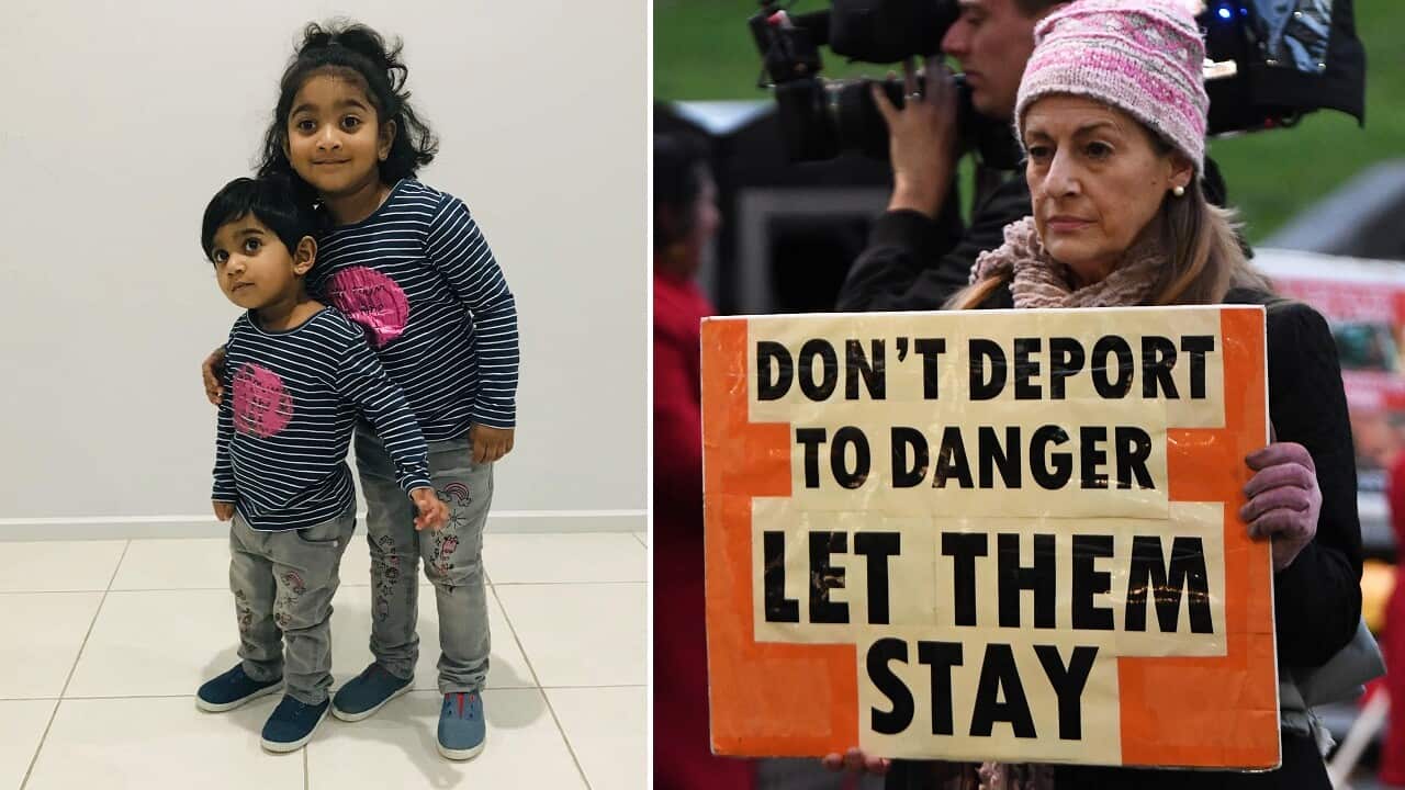 Kopika and Tharunicaa, a protest to the the family stay.