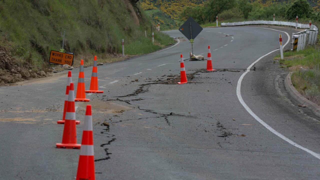 Damage to state highway 7 near the Waiau Ferry Bridge