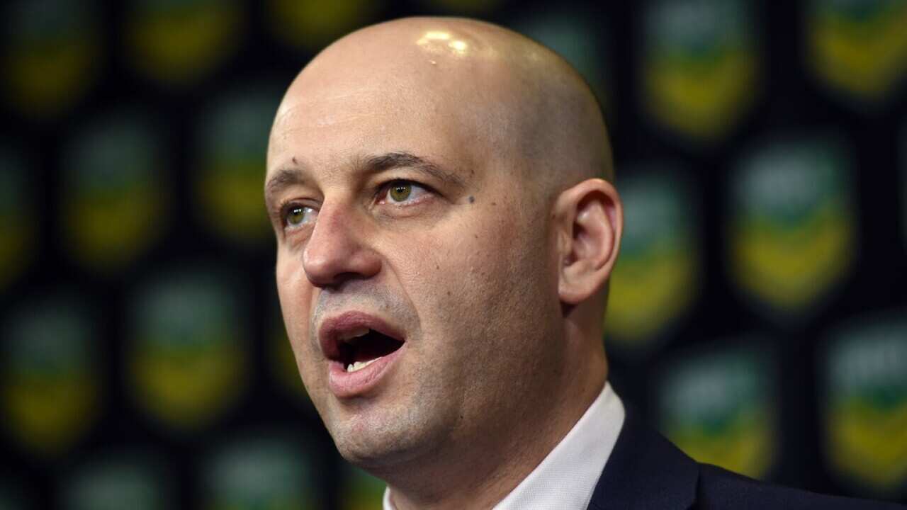 NRL CEO Todd Greenberg answers a question during a press conference in Sydney on Thursday, June 2, 2016. The NSW Organised Crime Squad is investigating allegations of match-fixing in the NRL. (AAP Image/Paul Miller) NO ARCHIVING
