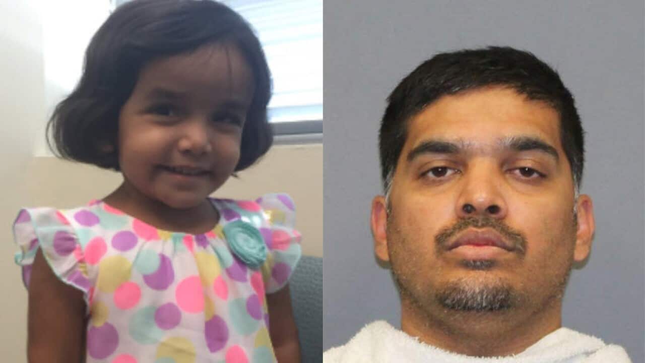 Three-year-old Sherin (pictured left) is missing after her father Wesley Matthews (pictured right) locked her outside.