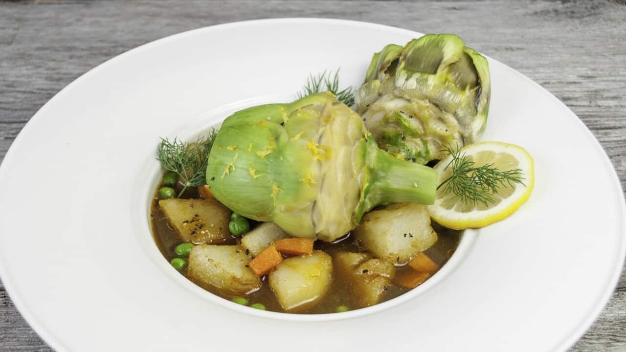 Artichoke, dill and potato stew