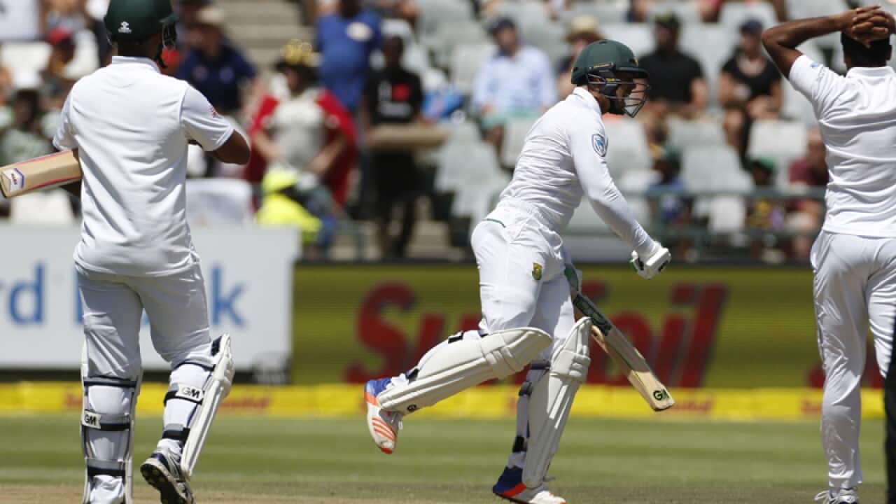 South Africa Quinton de Kock rects after making over one hundred