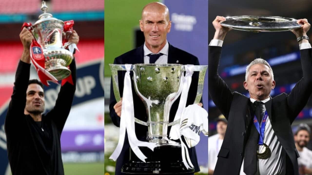 Mikel Arteta, Zinedine Zidane and Steve Corica