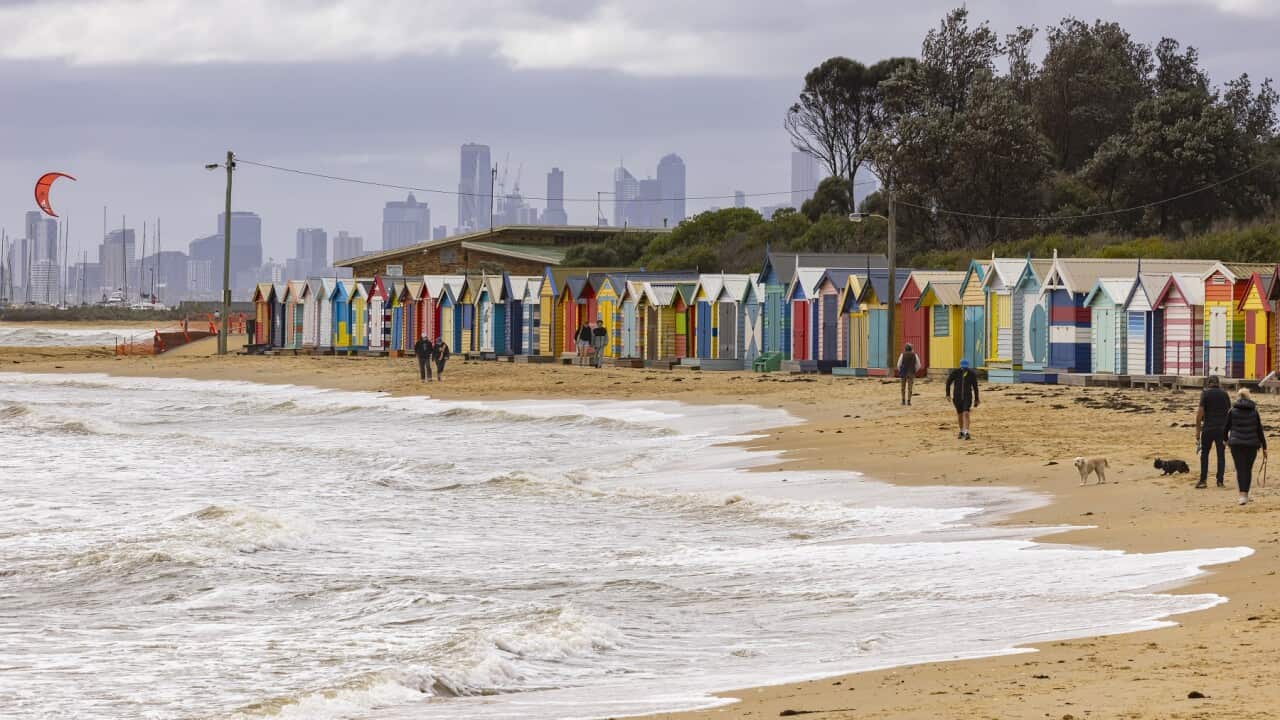 People exercising at the beach in Brighton, Melbourne
