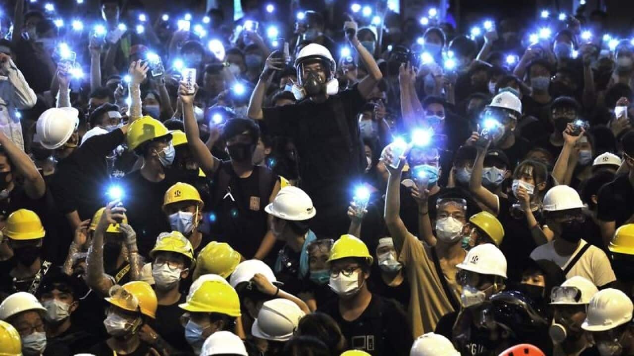 Protesters in Hong Kong