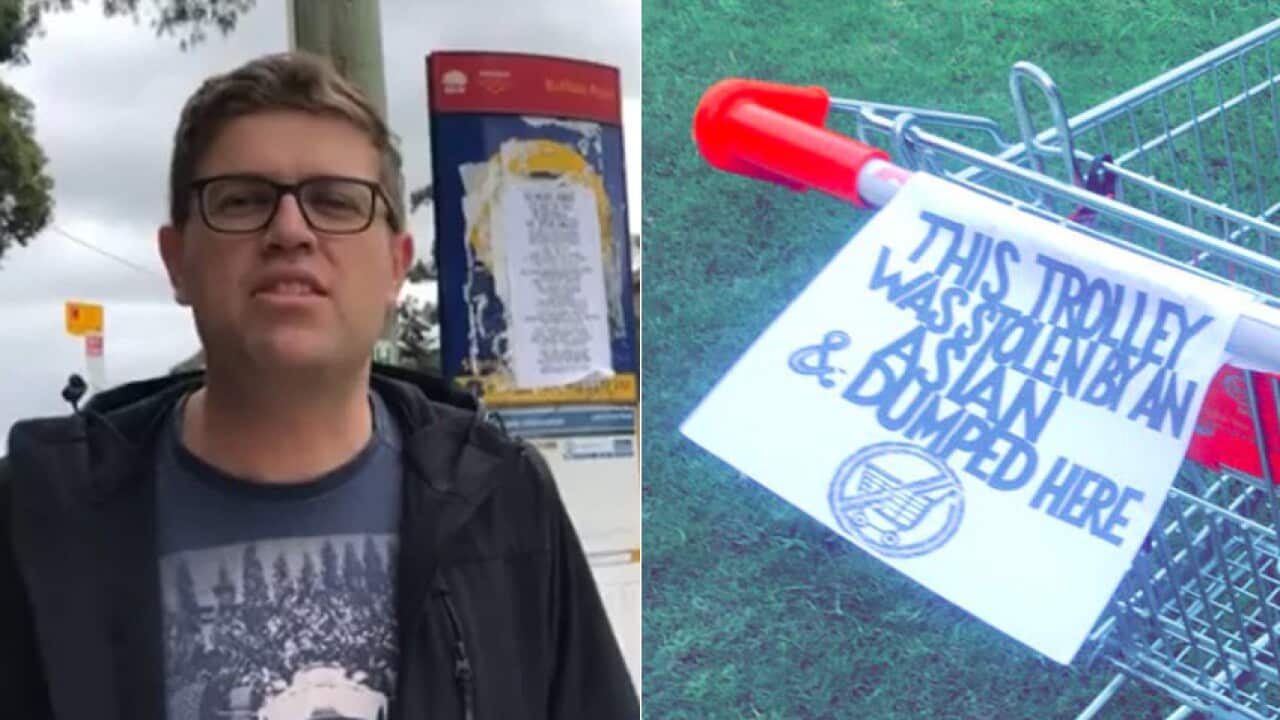 City of Ryde mayor Jerome Laxale (left) is hitting back against anti-Asian posters that have appeared in the Sydney suburb.