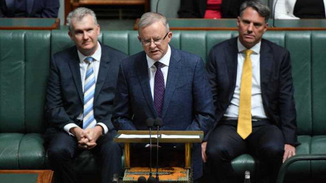 Leader of the Opposition Anthony Albanese makes his budget reply speech in the House of Representatives at Parliament House in Canberra, Thursday, 13 May, 2021.