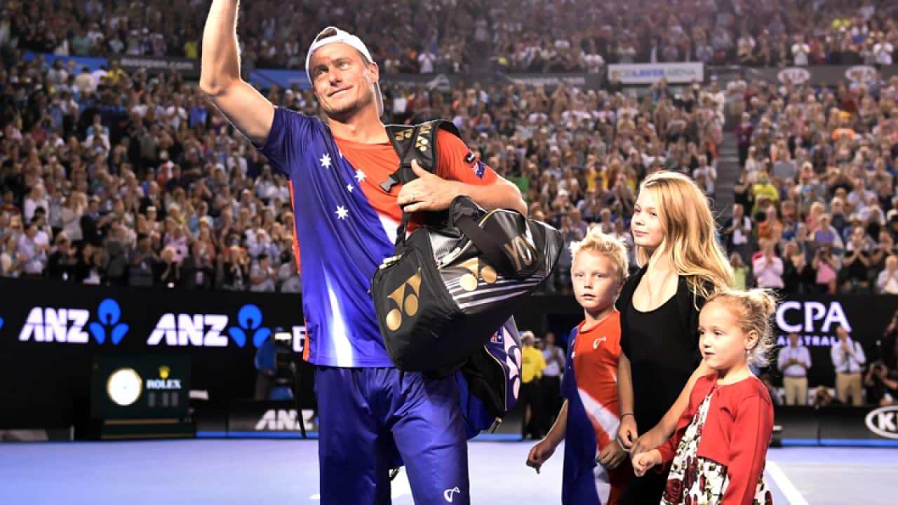 Lleyton Hewitt with children Cruz, Mia and Ava