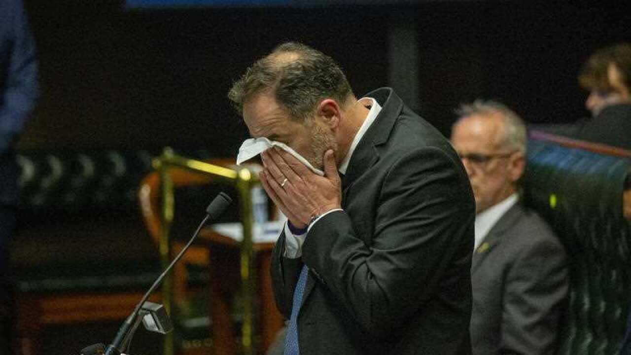 An emotional NSW Member for Lakemba Jihad Dib during a debate on the voluntary assisted dying bill in the Legislative Assembly at New South Wales Parliament House, Sydney, Thursday, November 25, 2021