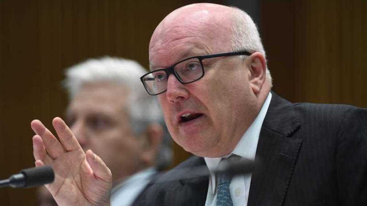 Attorney-General George Brandis speaks during Senate Estimates at Parliament House in Canberra, Tuesday, Feb. 28, 2017.