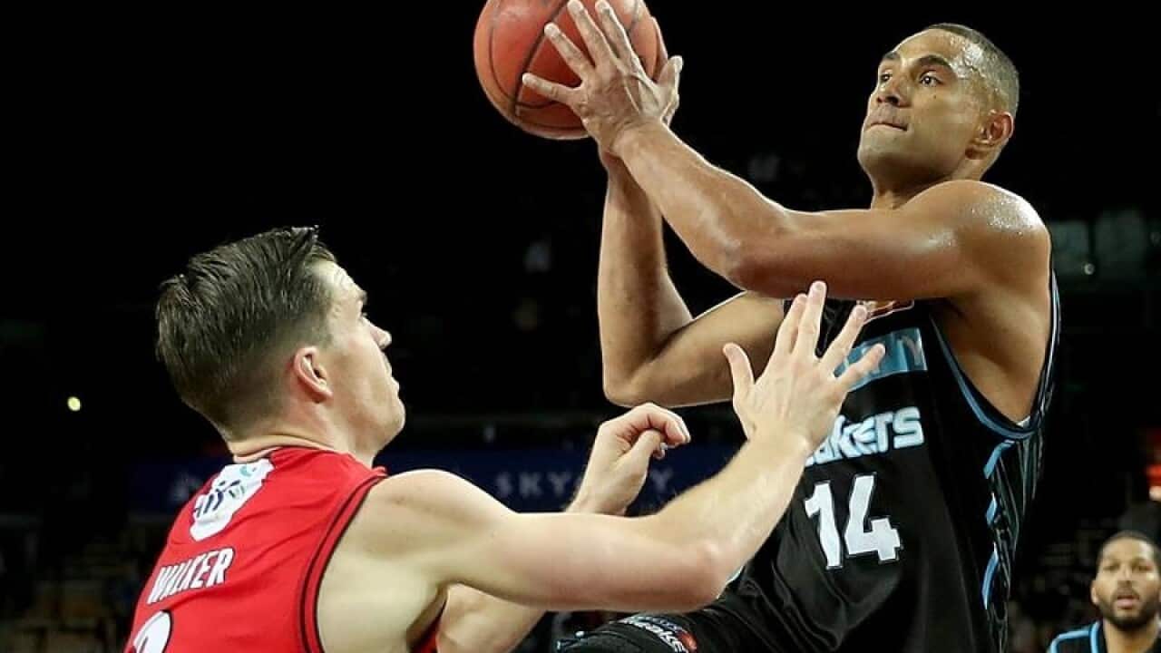 Mika Vukona of the Breakers in action