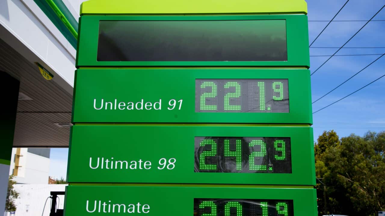 A fuel price sign listing the price of unleaded fuel as $2.21 a litre.