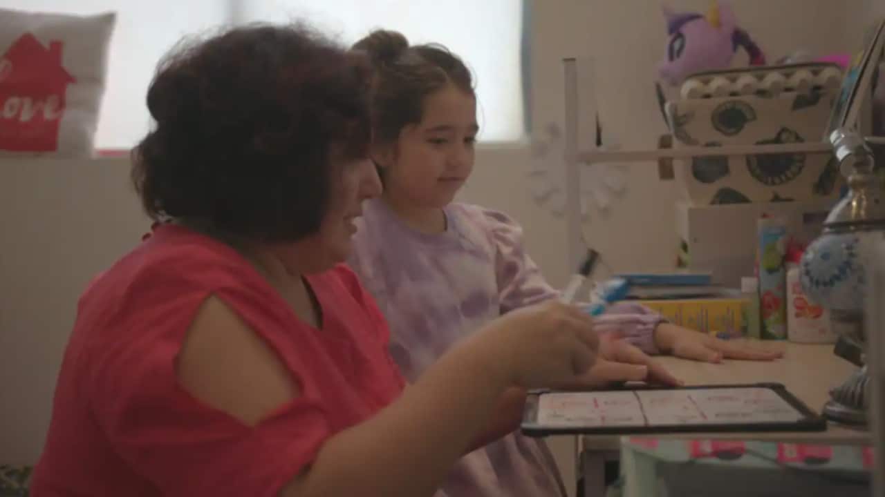 Karina says it has taken some time to get into the swing of homeschooling her daughter Liza.