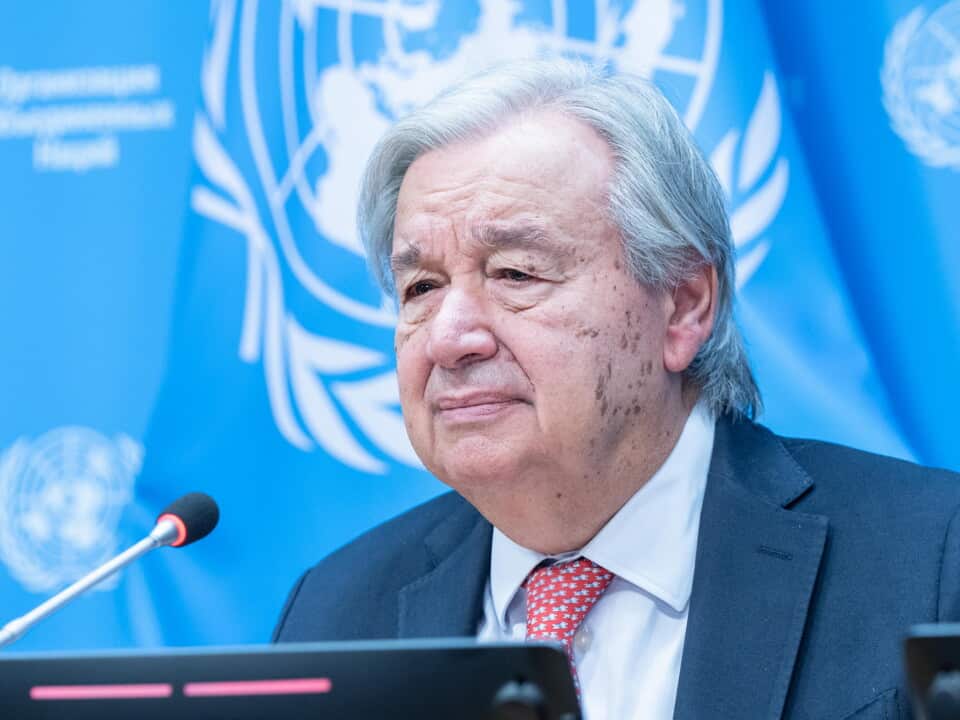 Secretary-General Antonio Guterres speaks during press conference ahead of General Assembly High-level Week 2026 at UN Headquarters in New York, NY on September 16, 2026.