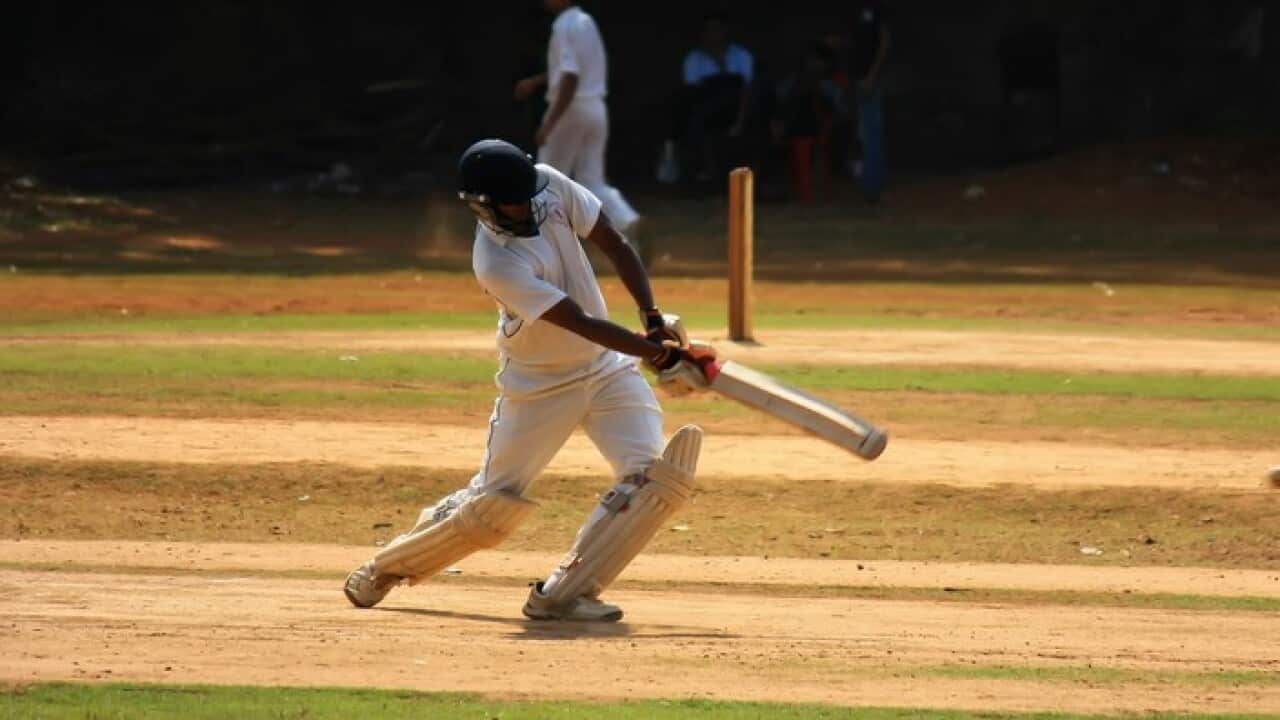 Batsman on a cricket pitch