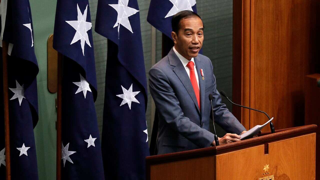 Indonesia's President Joko Widodo addresses the Australian Parliament in Canberra