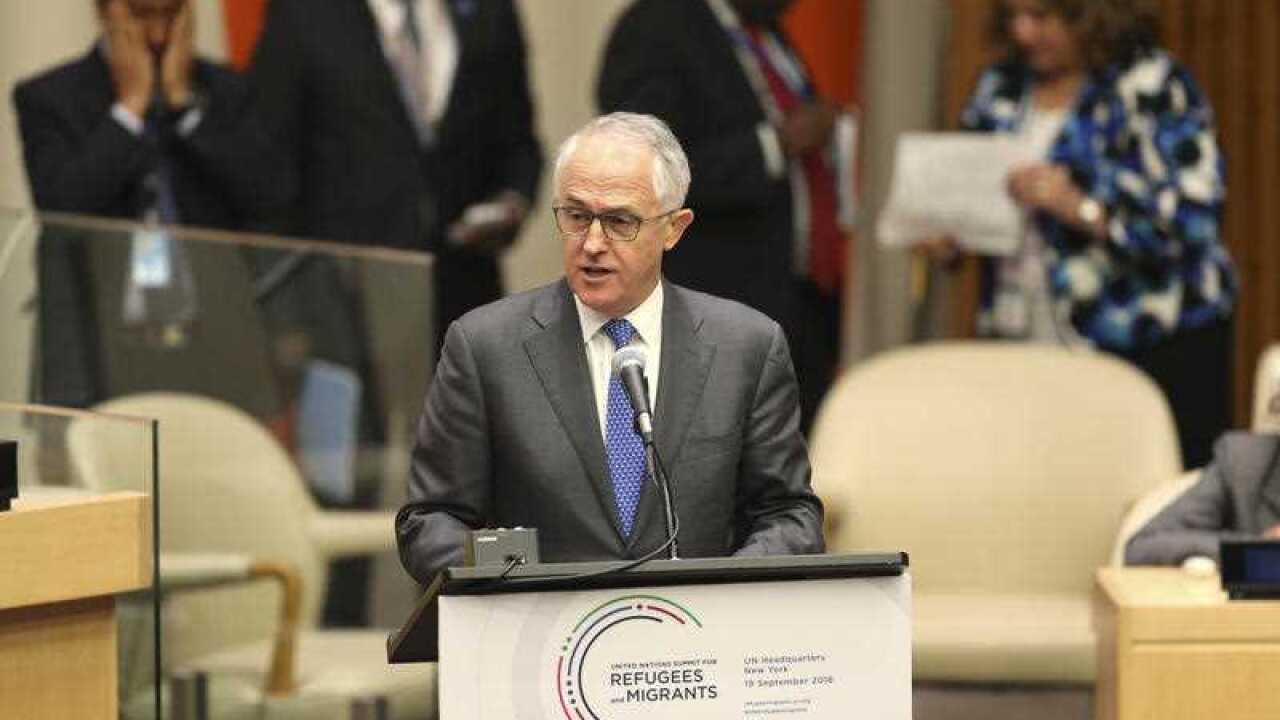 Australia prime minister Malcolm Turnbull speaks during the Summit for Refugees and Migrants at UN headquarters, Monday, Sept. 19, 2016