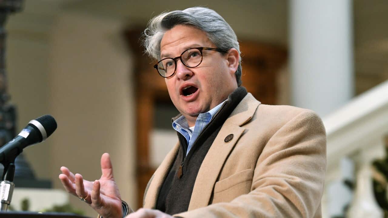 Gabriel Sterling speaks during a news conference at the Georgia State Capitol building in Atlanta on Tuesday, Dec. 1, 2020.