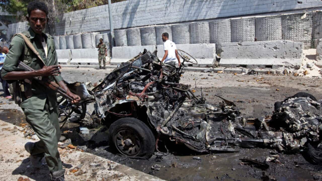 A file photo of a road side bomb in Somalia.