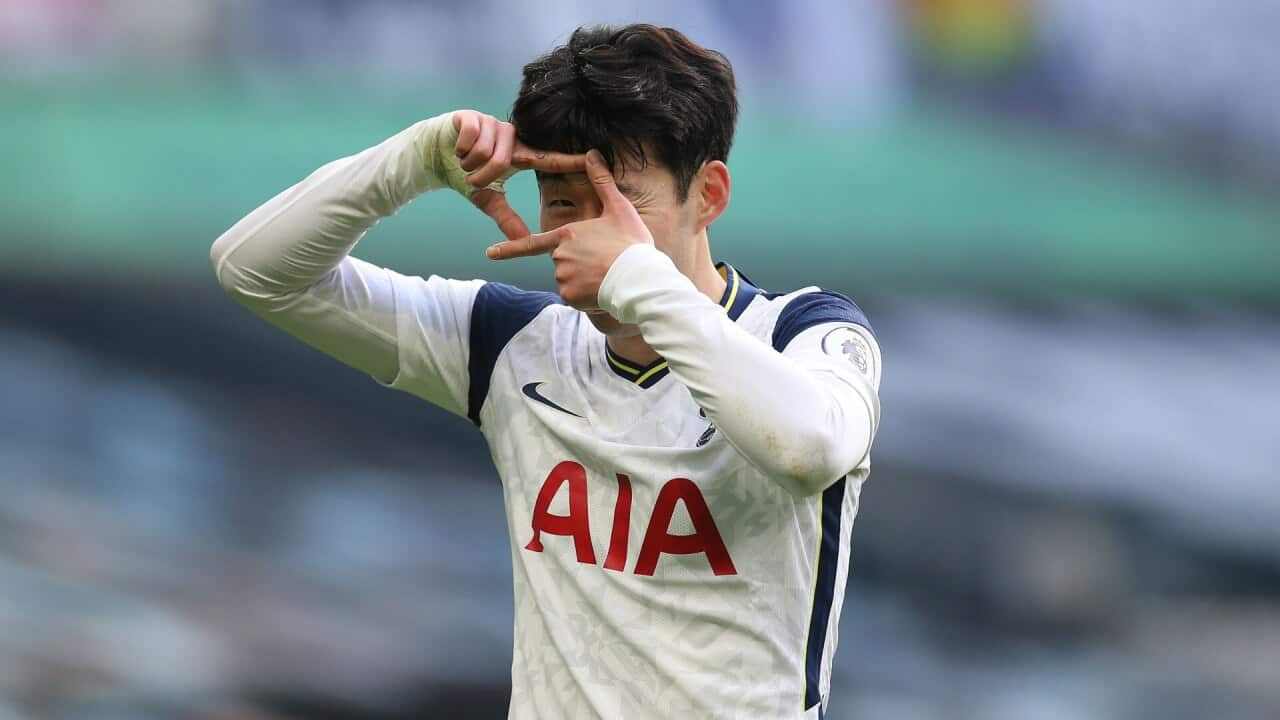 Son Heung-min celebrates a goal for Tottenham Hotspur