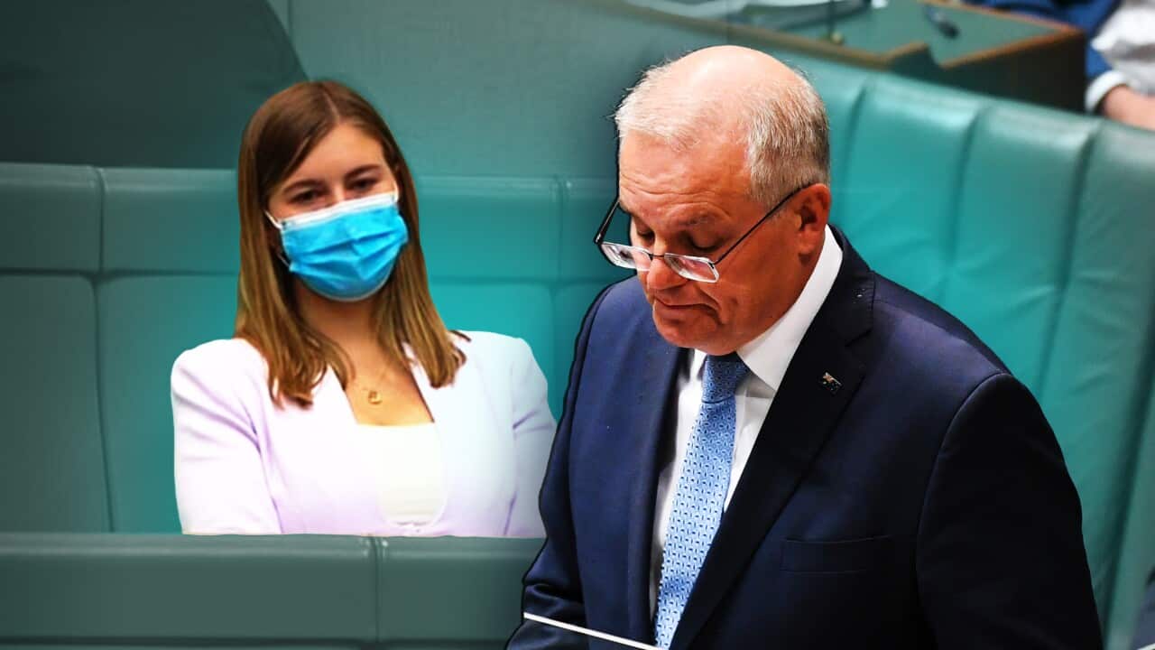 Former Liberal staffer Brittany Higgins (left) and Prime Minister Scott Morrison.