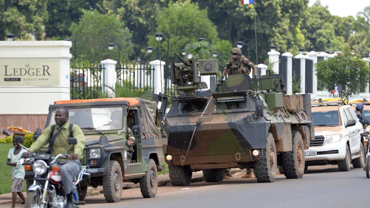 An armoured vehicle of the French Mobile Gendarmerie on patrol