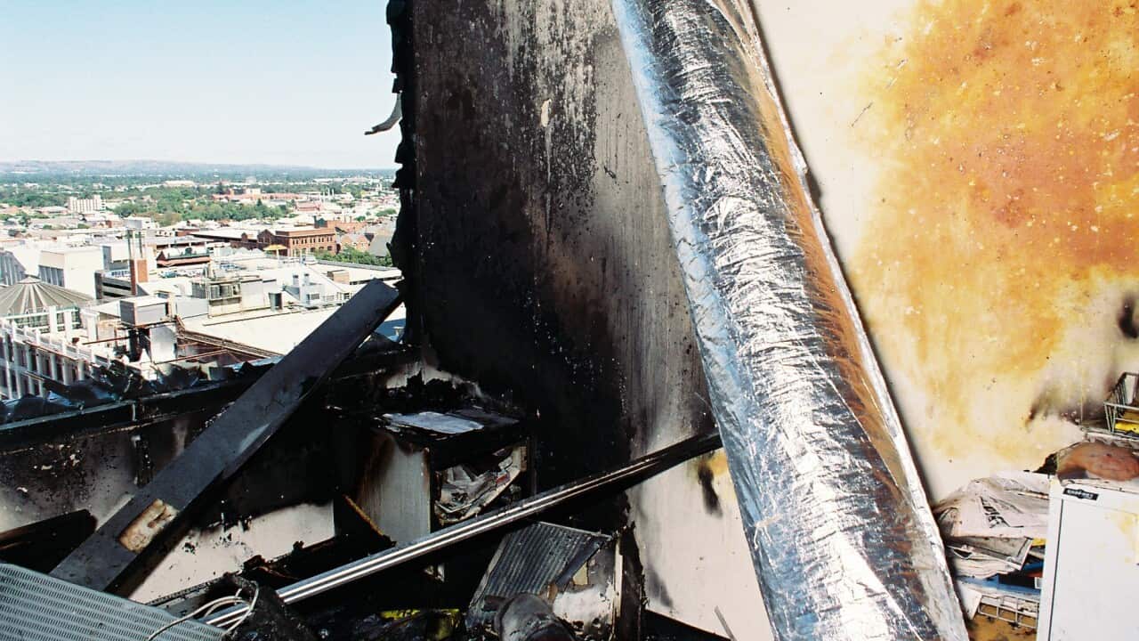 The scene of the National Crime Authority bombing in Adelaide in 1994.