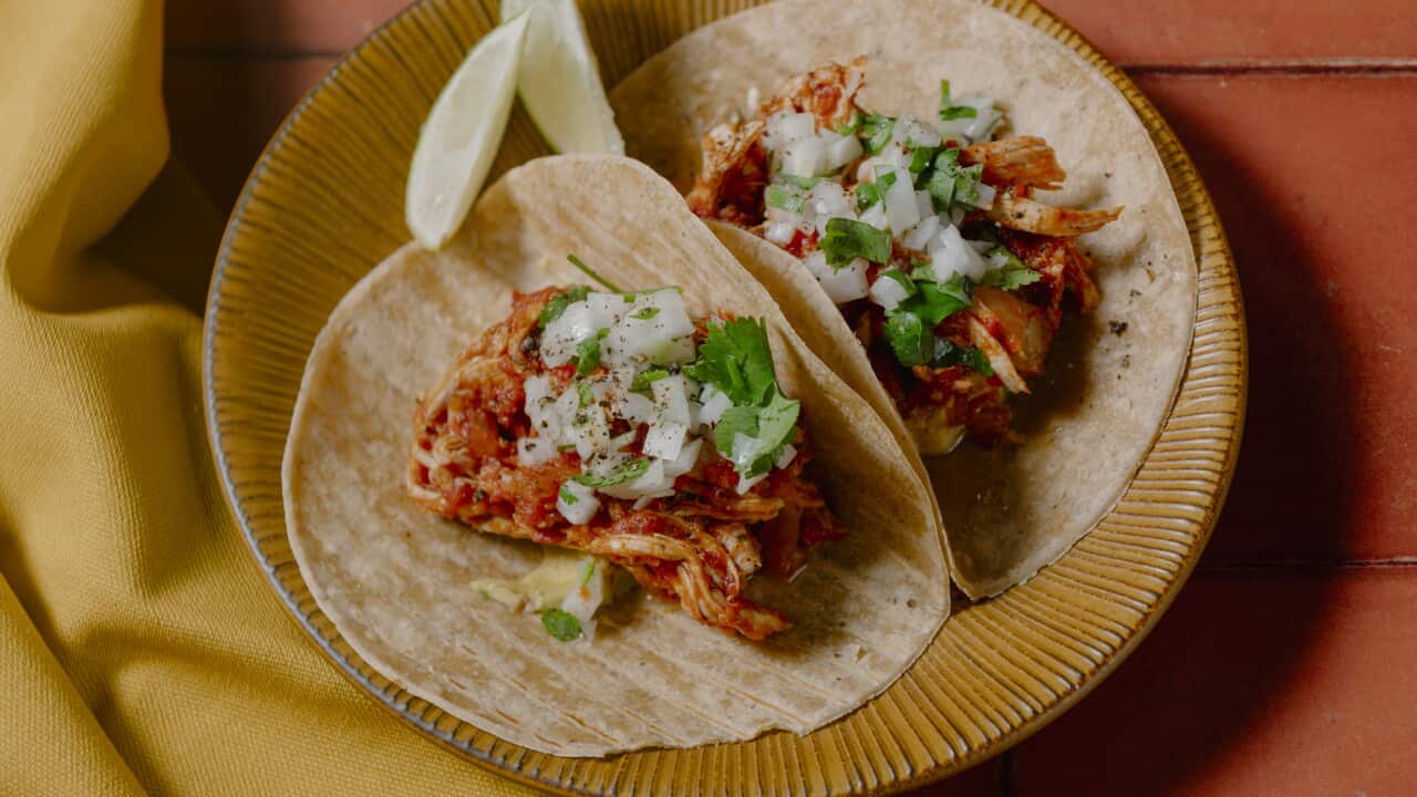 Roast chicken tinga tacos