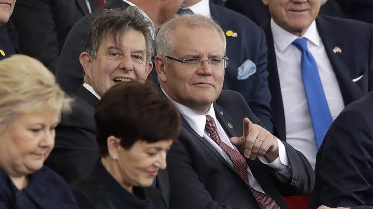 Scott Morrison at the 75th anniversary of D-Day in Portsmouth