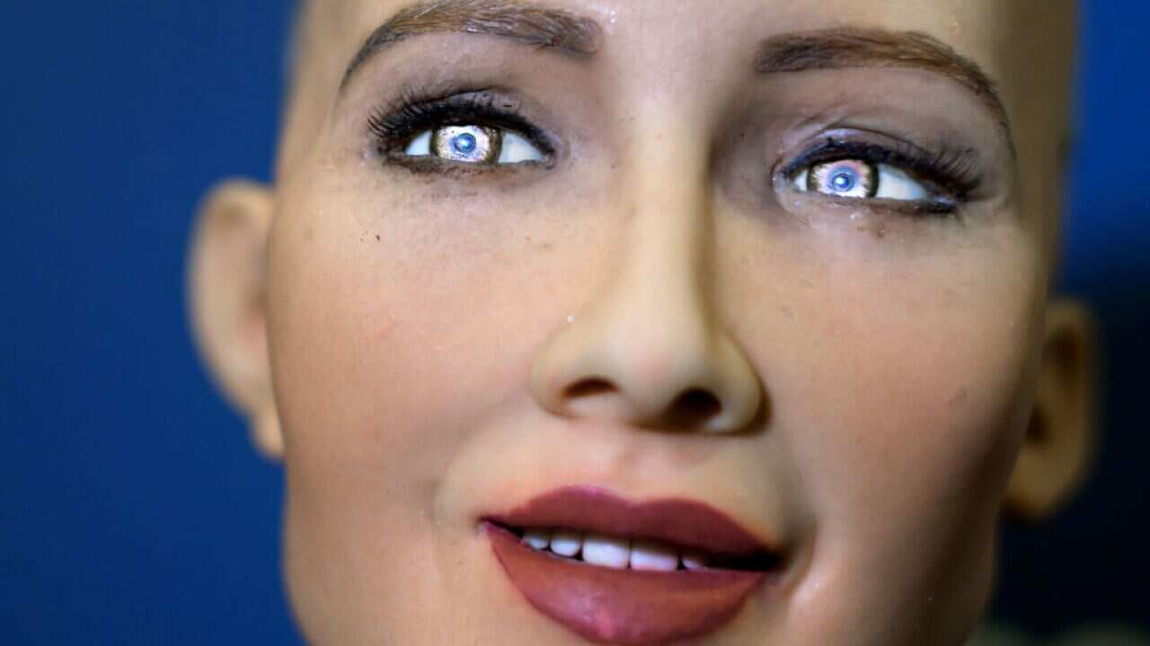 "Sophia" an artificially intelligent (AI) human-like robot developed by Hong Kong-based humanoid robotics company Hanson Robotics is pictured during the "AI for Good" Global Summit hosted at the International Telecommunication Union (ITU) on June 7, 2017.