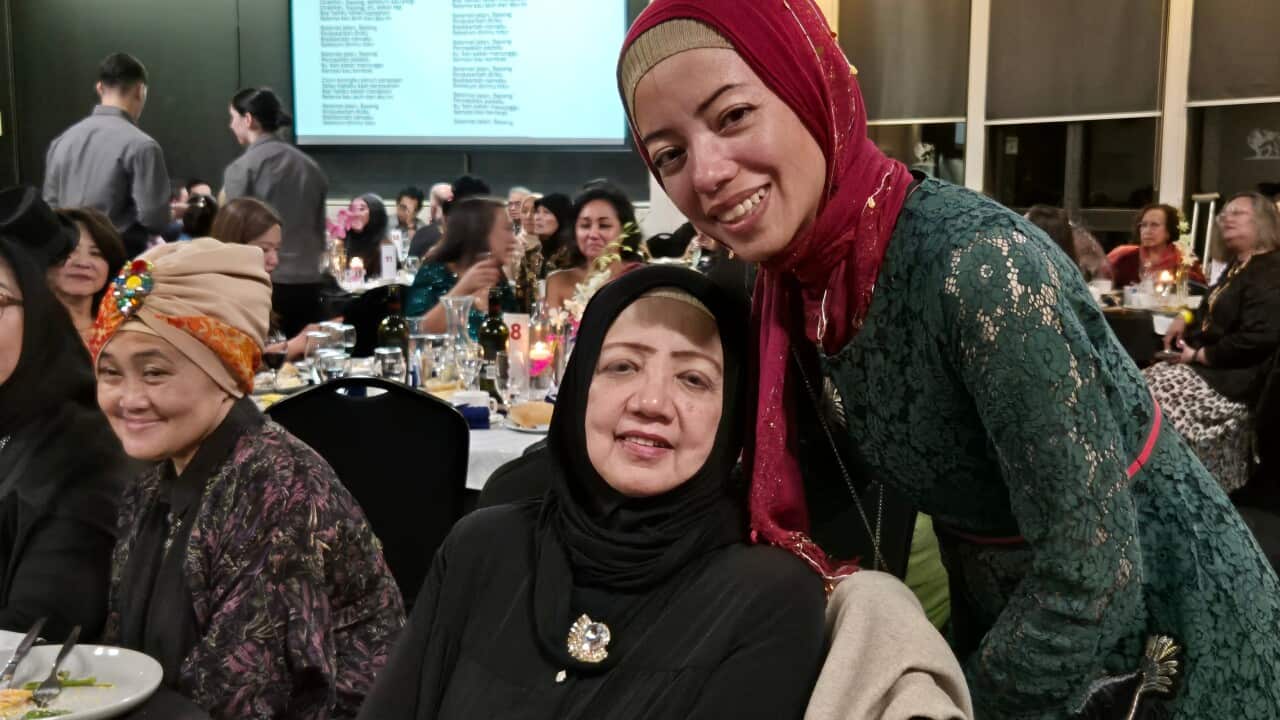 Awal Abdulmajid (in black dress) at an Indonesian community dinner in Melbourne, 29 Aug 2025. Photo courtesy: SPD.