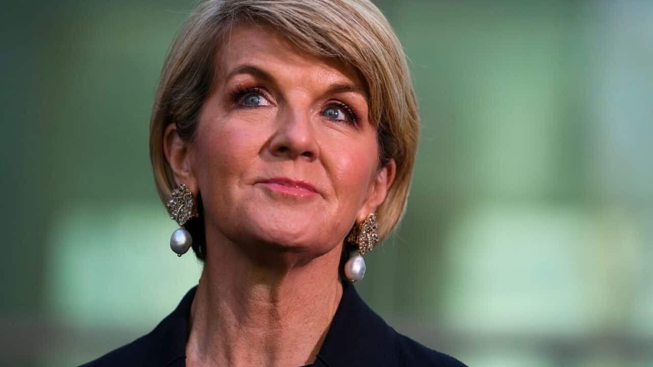 Outgoing foreign affairs minister Julie Bishop speaks about her future at a press conference at Parliament House in Canberra.