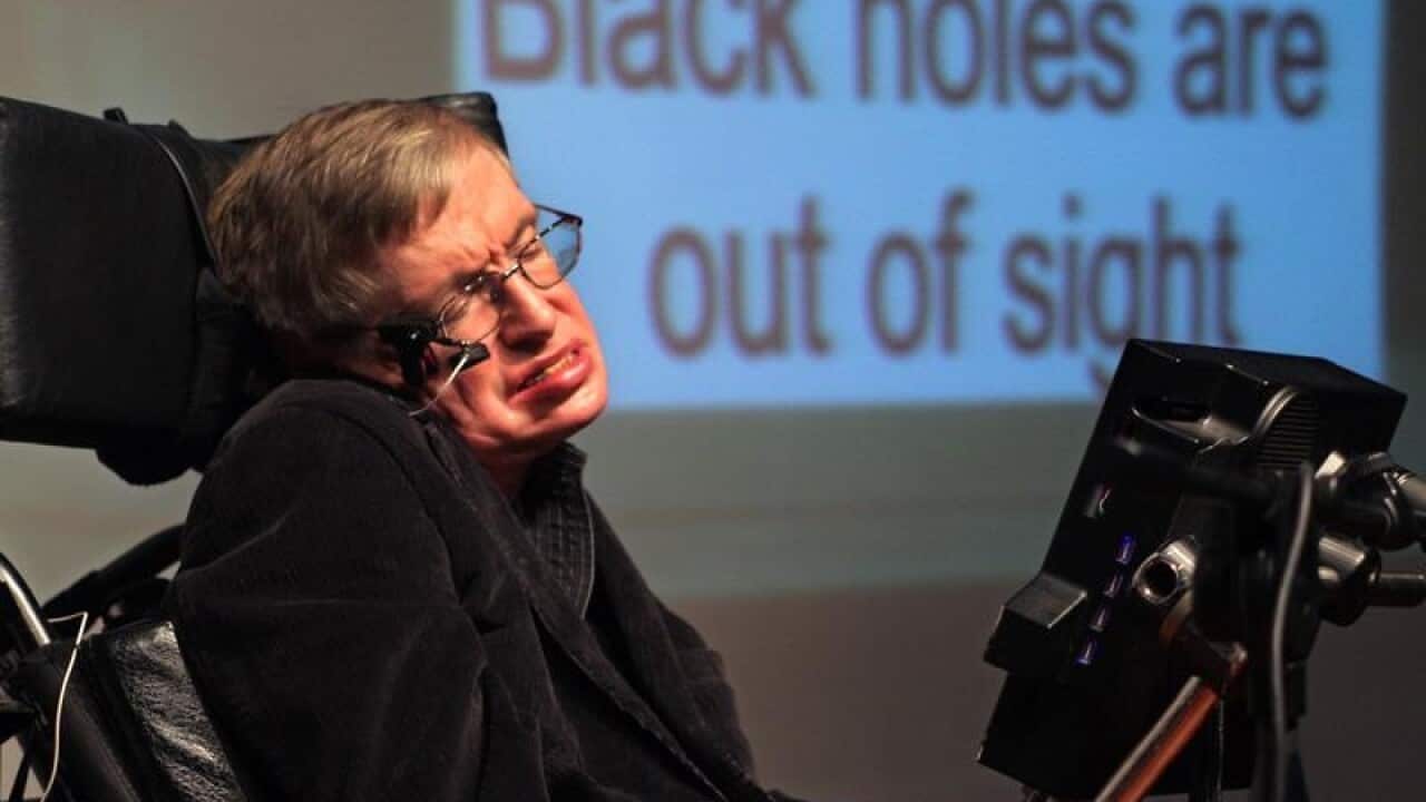 File image of British scientist Stephen Hawking speaking in Jerusalem.