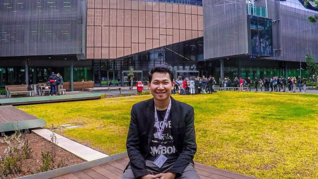 Zainul Yasni, a lecturer at Hamzanwadi University in Lombok who is currently completing his PhD in Monash University – at Monash Clayton campus, Dec 2023. (Supplied).