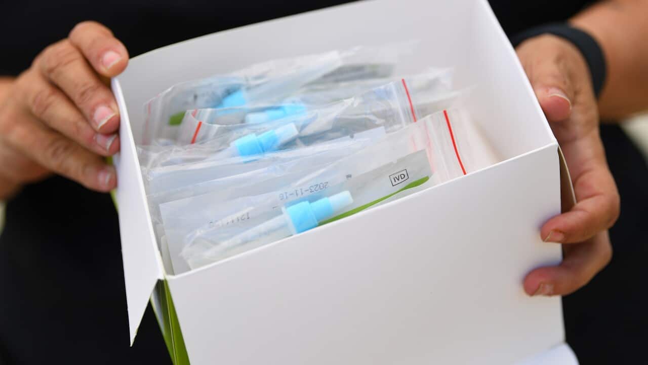 Rapid Antigen Test Kit Distribution centre in Melbourne, Thursday, January 20, 2022. (AAP Image/James Ross)