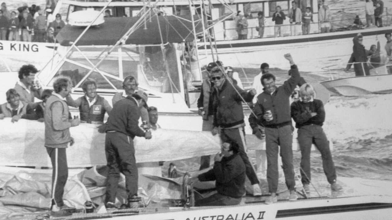 Crew of Australia II Celebrating Win