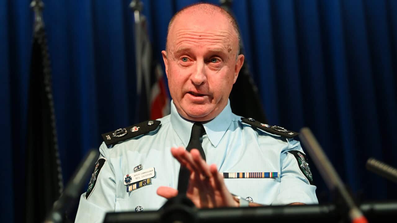 Acting AFP Commissioner Neil Gaughan speaks to the media during a press conference at the Australian Federal Polica (AFP) Headquarters in Canberra, Thursday, June 6, 2019. (AAP Image/Lukas Coch) NO ARCHIVING