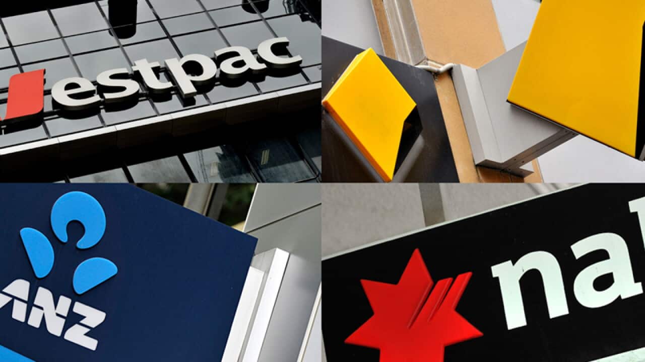 A composite image of signage of Australia's 'big four' banks