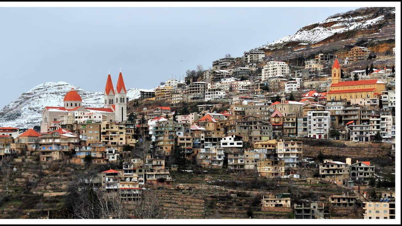 Nestled in the Lebanese mountains 1500 meters above sea level, Bcharri (Bsharri) is the town of the only remaining original Cedars of Lebanon. This photo is taken from another town across the valley.