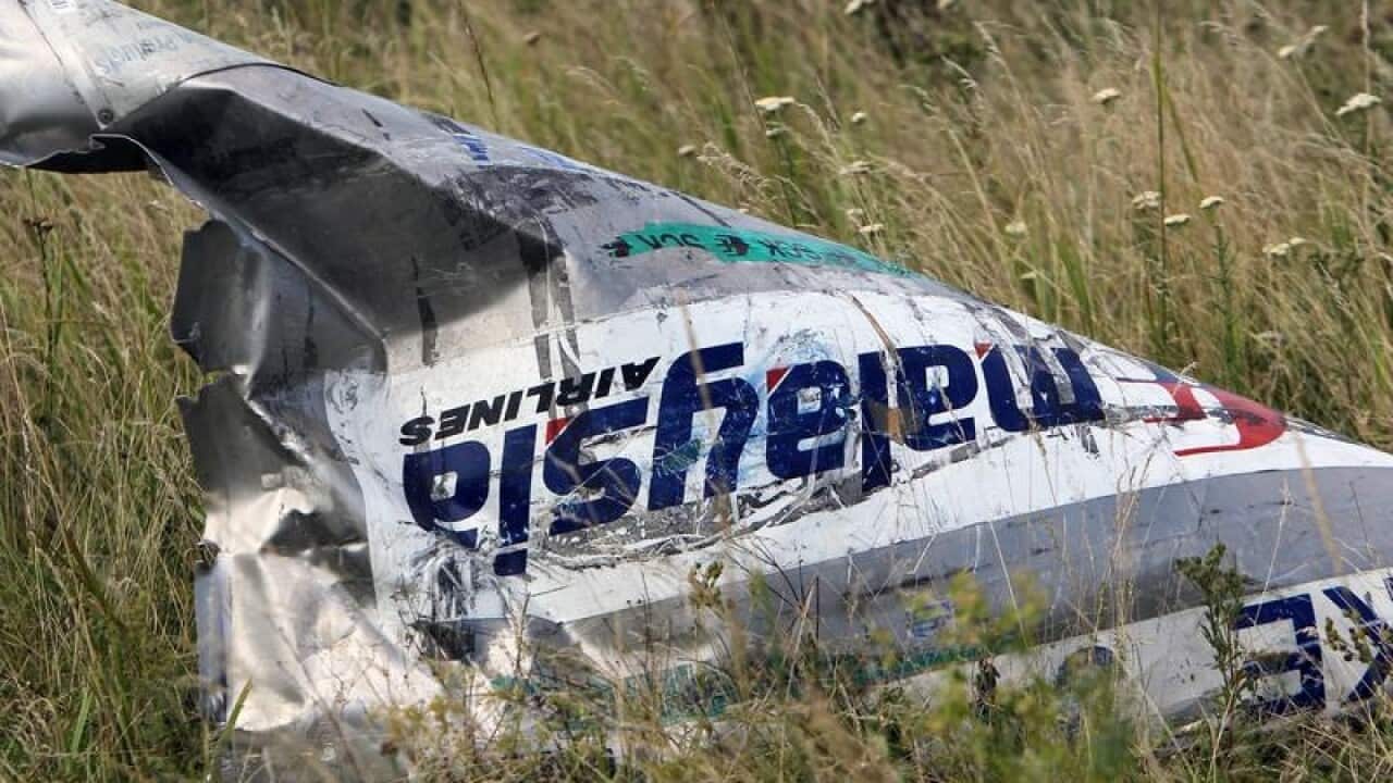 Part of the wreckage of Malaysia Airlines flight MH17