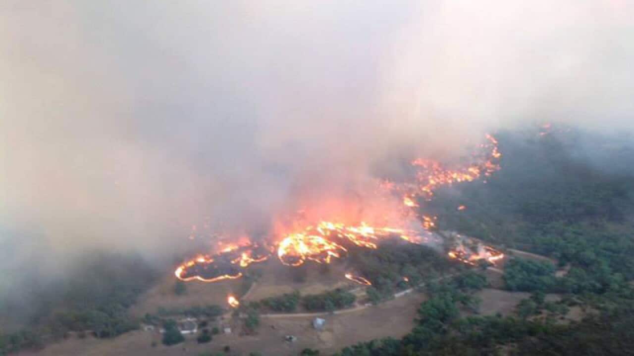 Supplied photo of the Bangor bushfire in the Southern Flinders Ranges