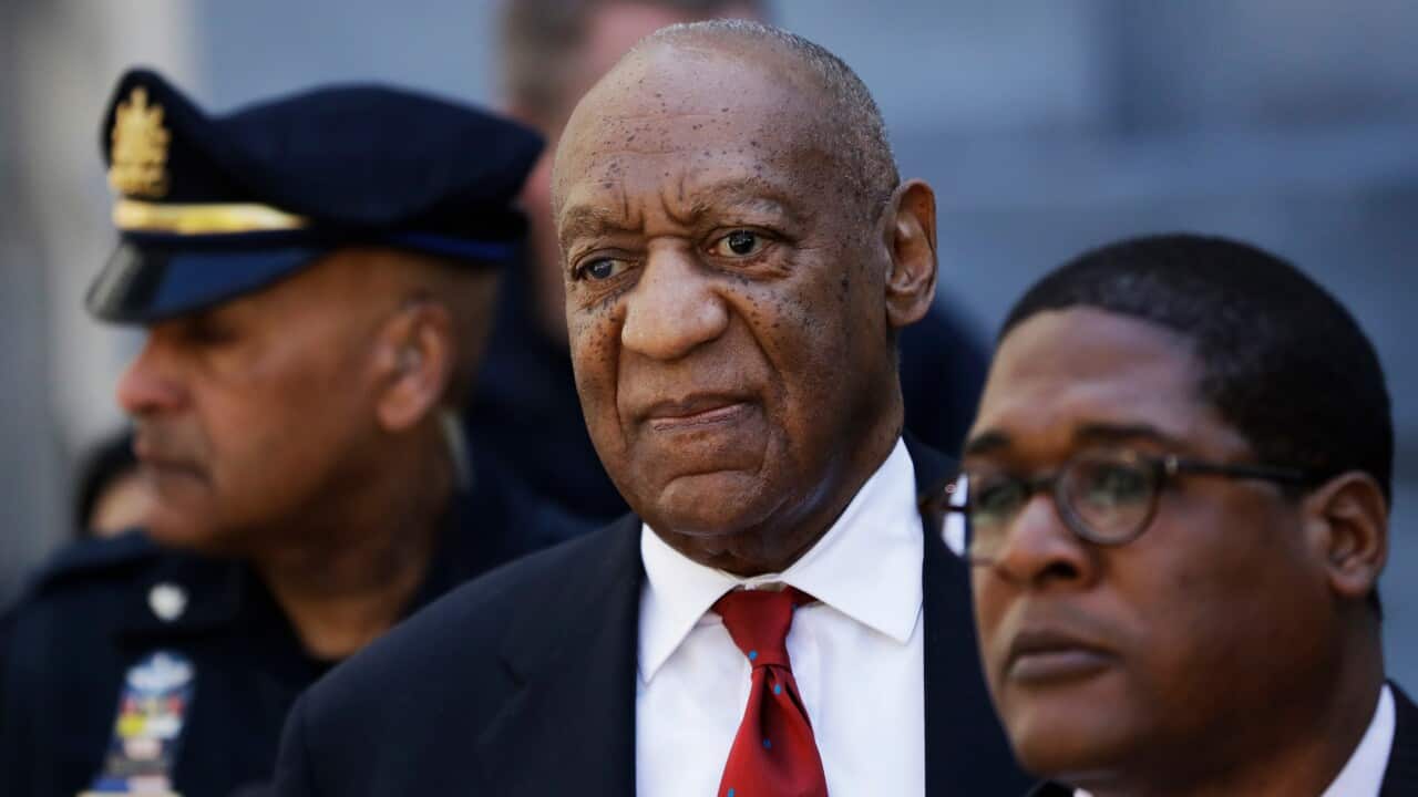 Bill Cosby arriving for his sexual assault trial, Thursday, April 26, 2018, at the Montgomery County Courthouse in Norristown
